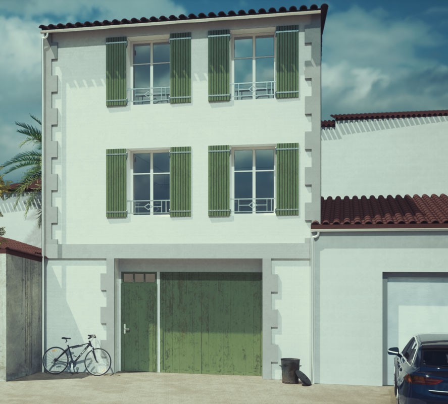 Perspective du projet architectural de surélévation d'une maison à Marans
